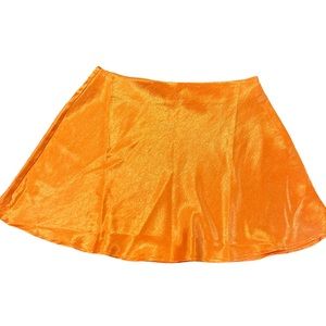 NWOT Akira Orange Polyester Satin Skirt M